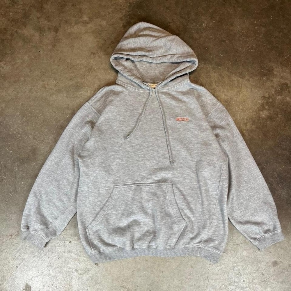 Vintage Y2K Zumiez grey hoodie with orange logo Size men's large